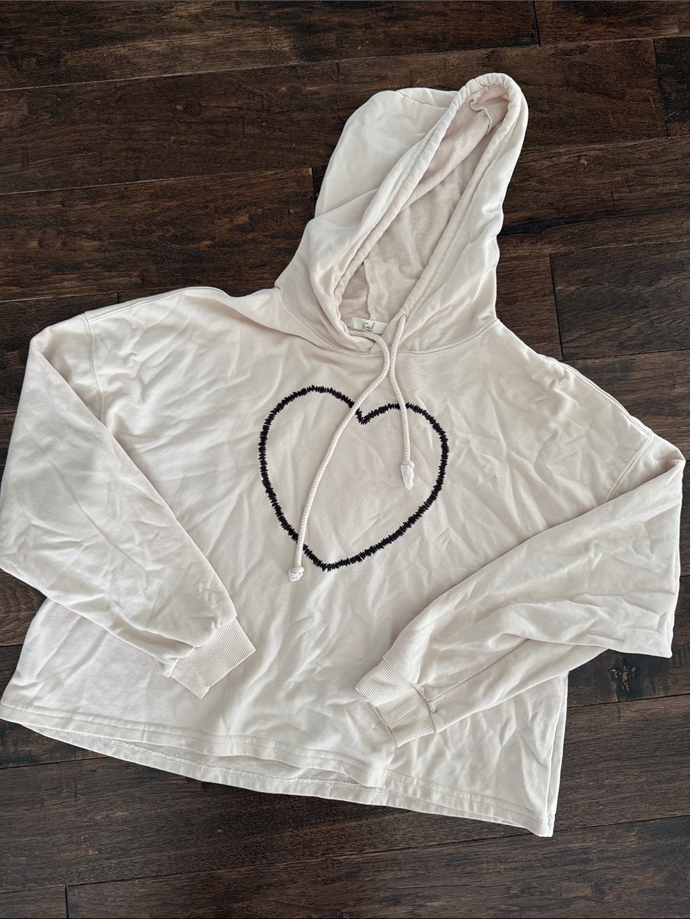 easel Cream Hoodie with Black Heart Outline